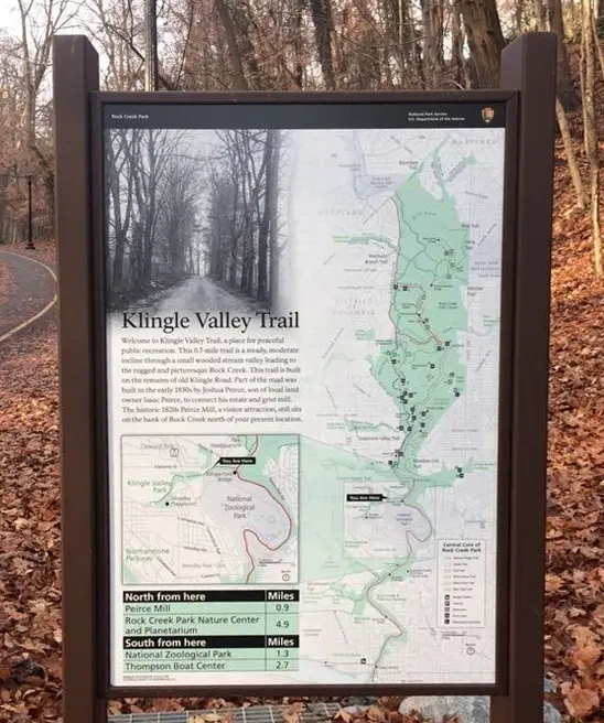 Placard at the entrance to the Klingle Valley Trail